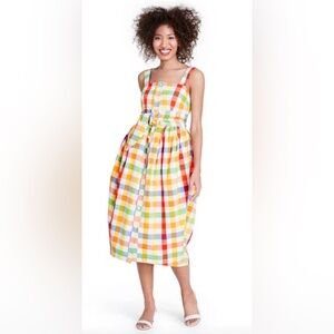 Christopher John Rogers x Target Plaid Wide Strap Tie Waist Midi Dress Size 2